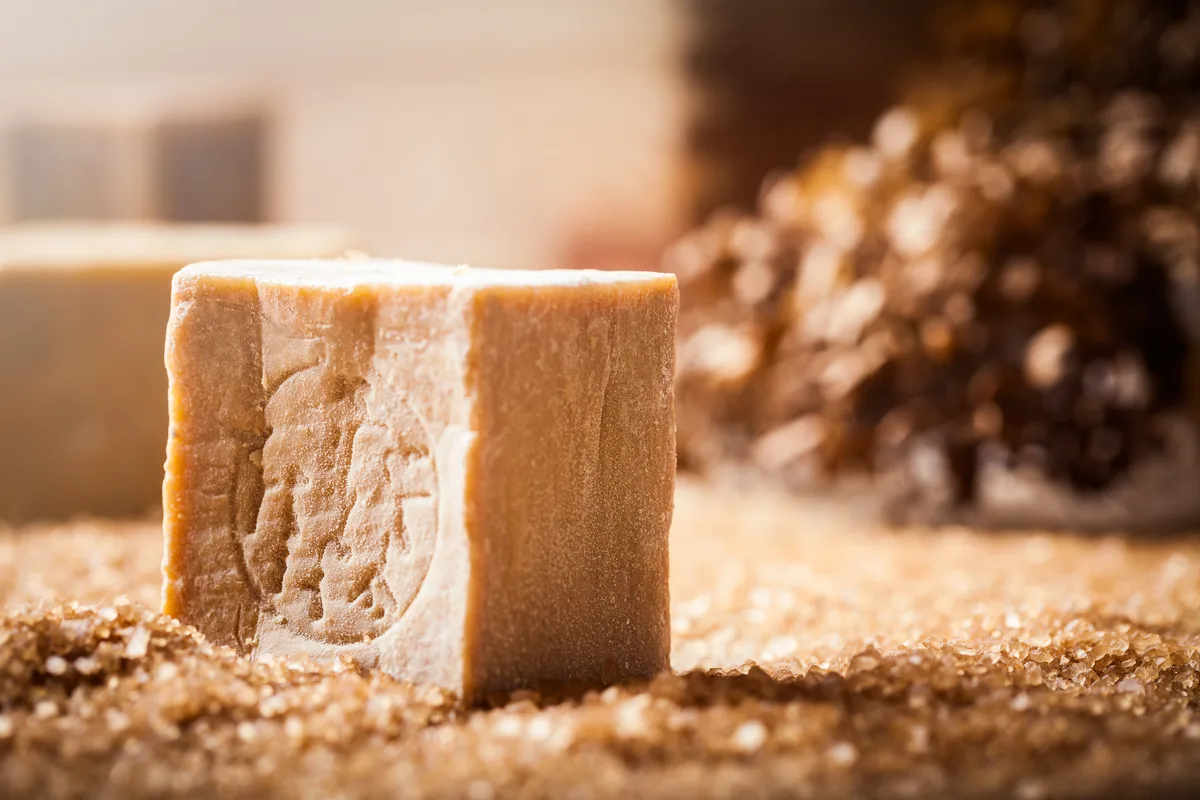 Stacked bars of Aleppo olive-oil soap